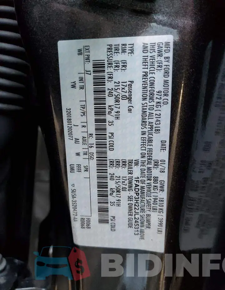 1FADP3H22JL245313 Photo# 12