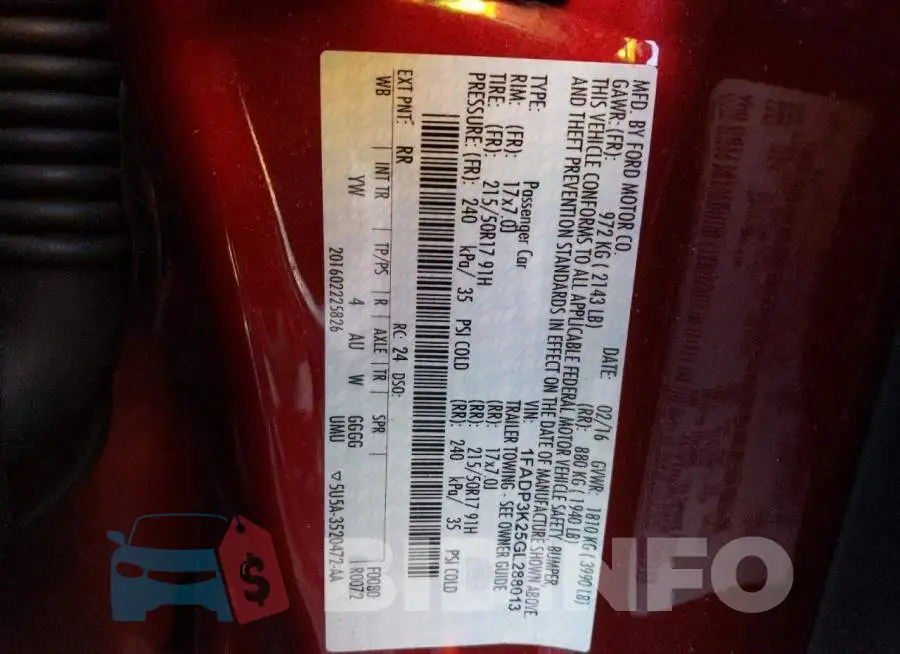 1FADP3K25GL288013 Photo# 12