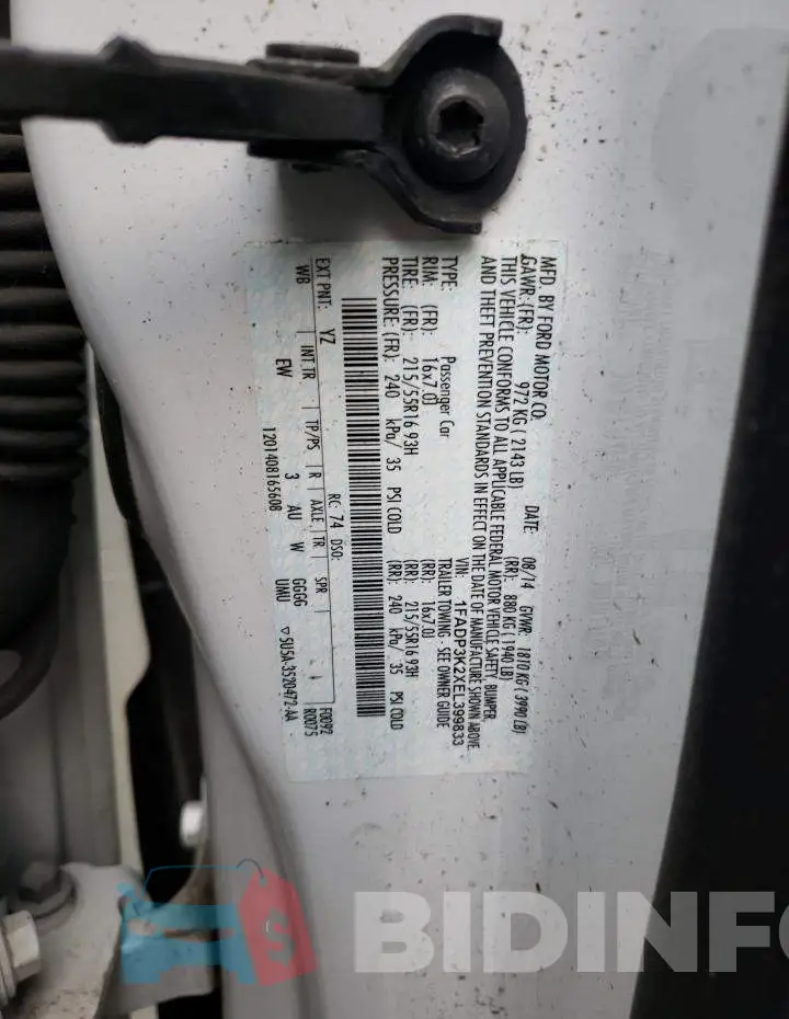 1FADP3K2XEL399833 Photo# 13