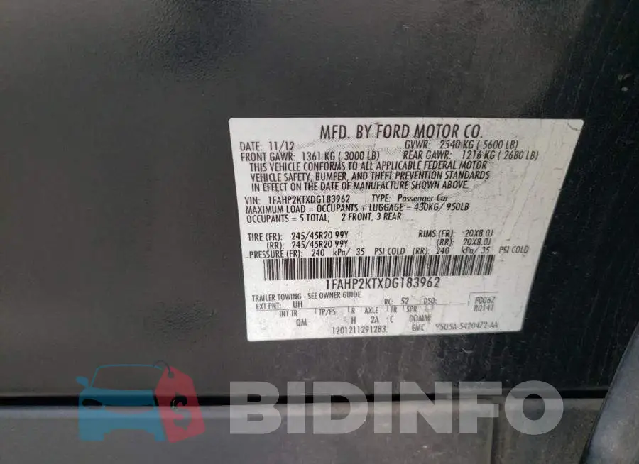 1FAHP2KTXDG183962 Photo# 12