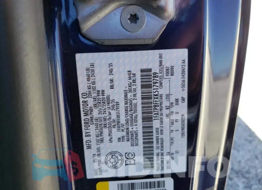 1FATP8FFXK5179789 Photo# 10