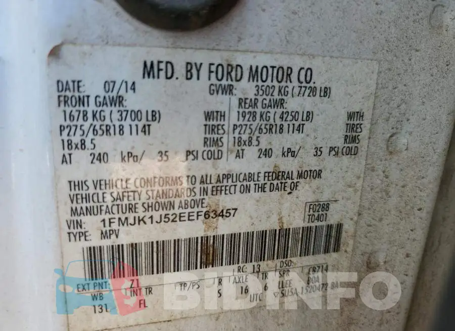 1FMJK1J52EEF63457 Photo# 10