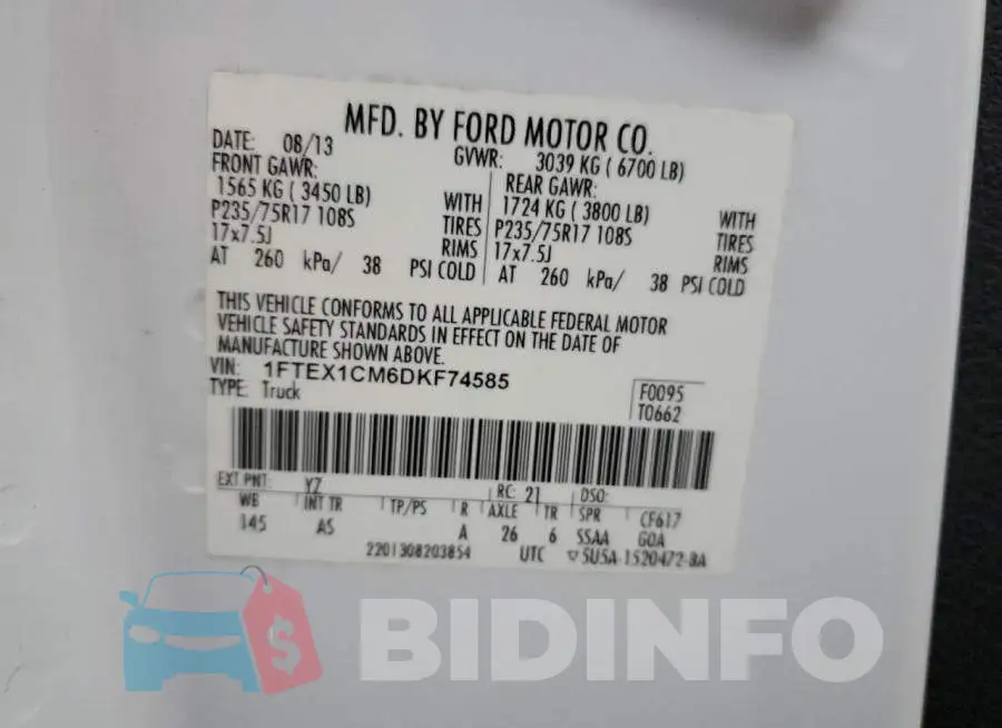 1FTEX1CM6DKF74585 Photo# 12