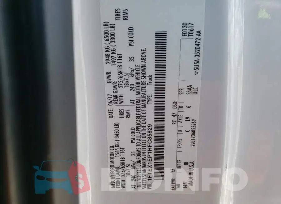 1FTEX1EP1HFC85829 Photo# 10