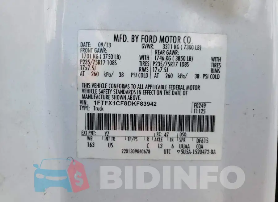1FTFX1CF8DKF83942 Photo# 10