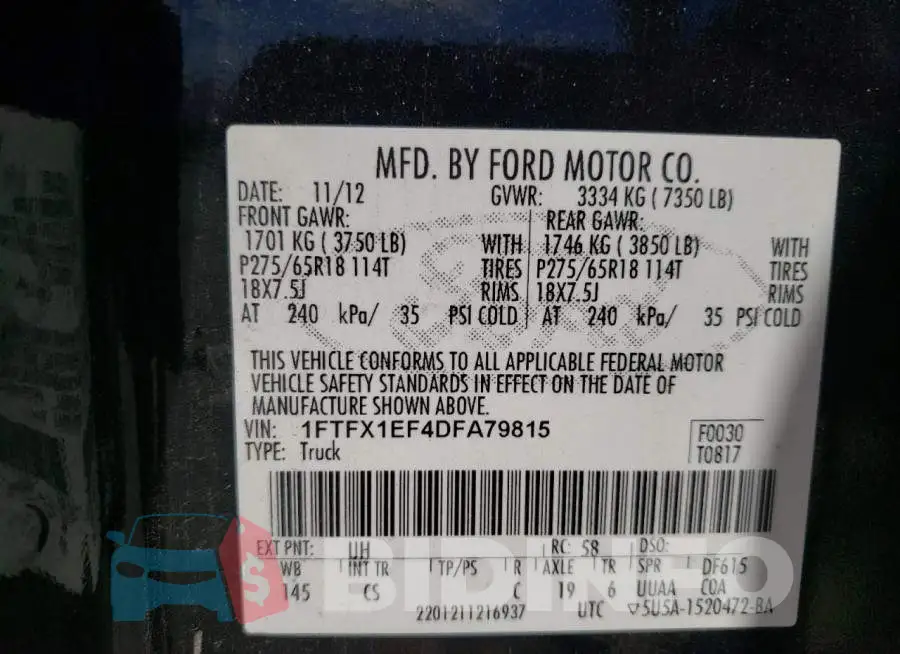 1FTFX1EF4DFA79815 Photo# 10
