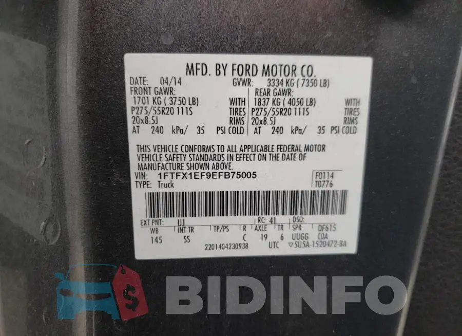 1FTFX1EF9EFB75005 Photo# 12