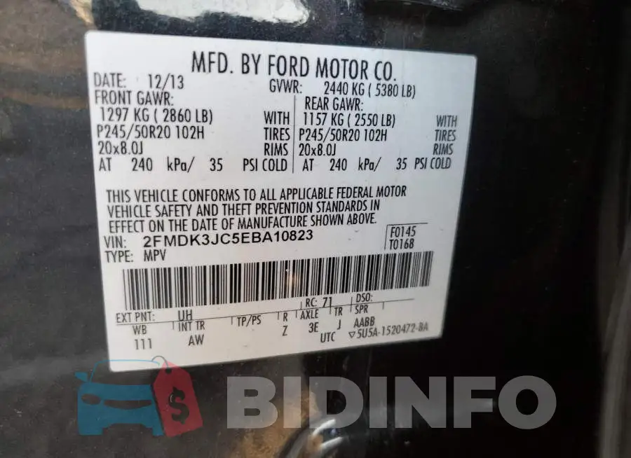 2FMDK3JC5EBA10823 Photo# 13