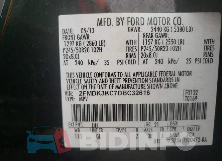 2FMDK3KC7DBC32616 Photo# 12
