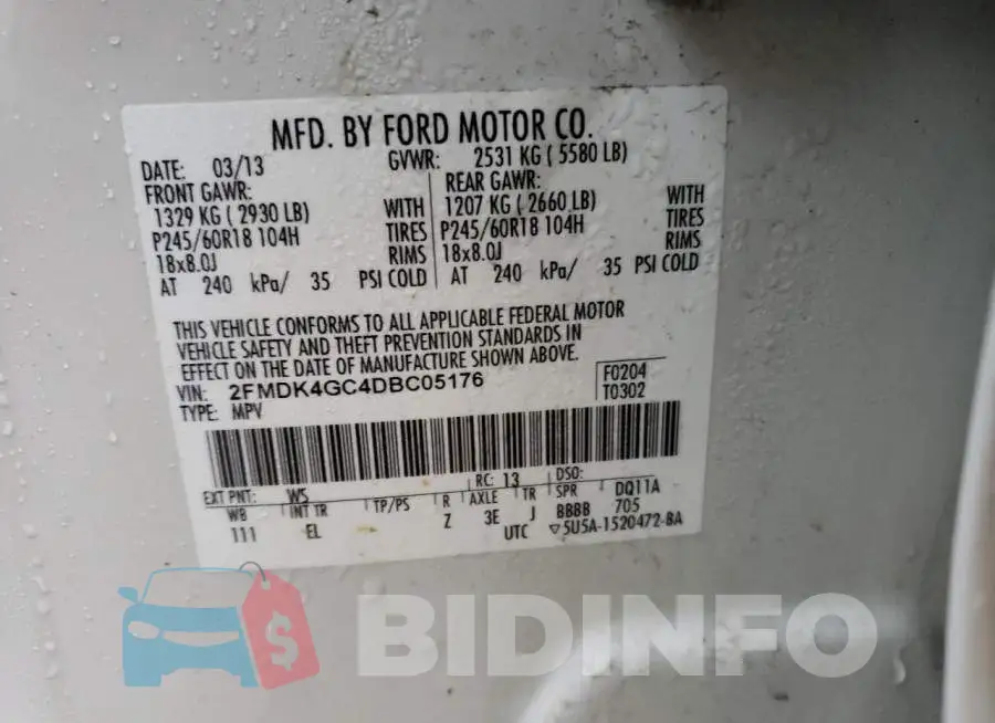 2FMDK4GC4DBC05176 Photo# 13