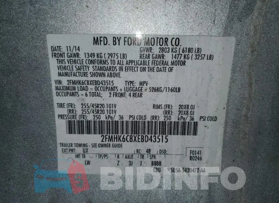 2FMHK6C8XEBD43515 Photo# 13