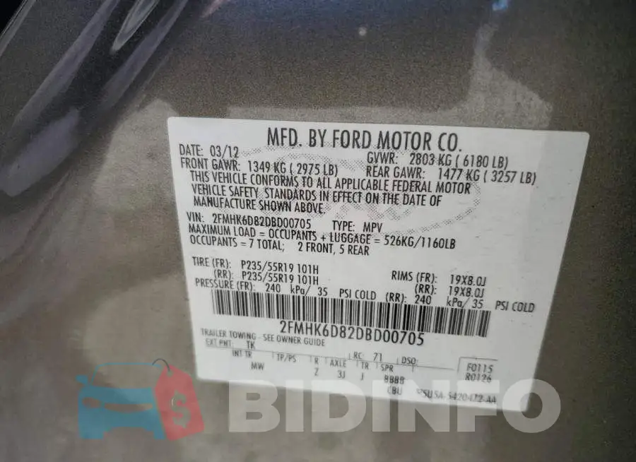 2FMHK6D82DBD00705 Photo# 13
