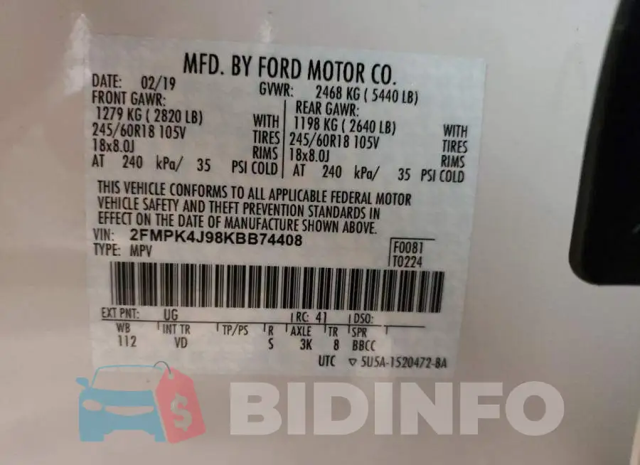 2FMPK4J98KBB74408 Photo# 12