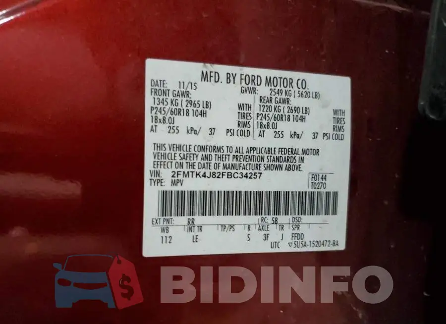 2FMTK4J82FBC34257 Photo# 10