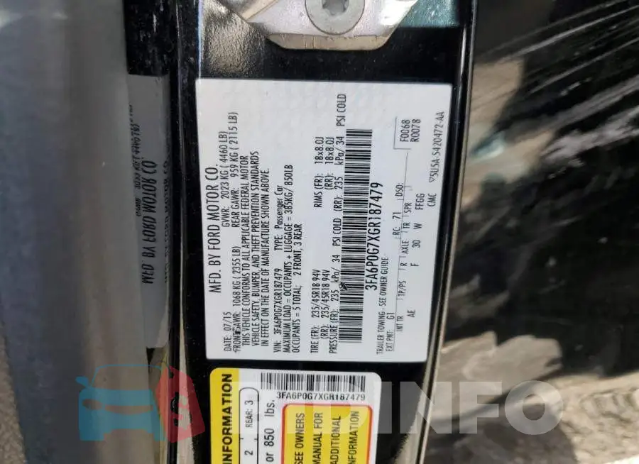 3FA6P0G7XGR187479 Photo# 12