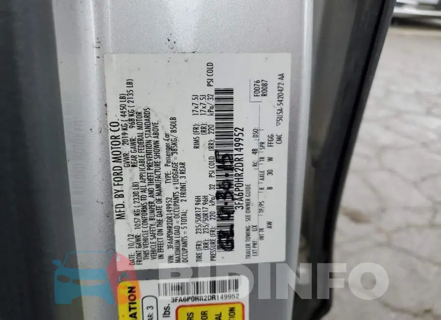 3FA6P0HR2DR149952 Photo# 12