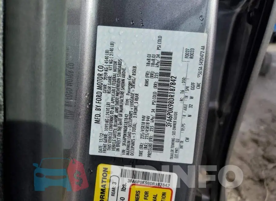 3FA6P0K98DR187842 Photo# 12