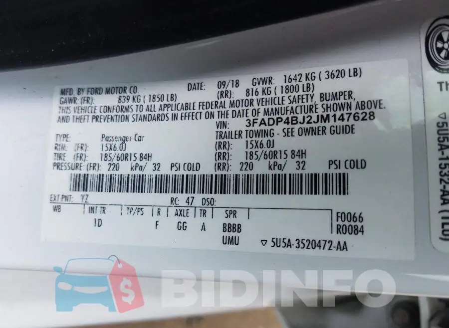 3FADP4BJ2JM147628 Photo# 10