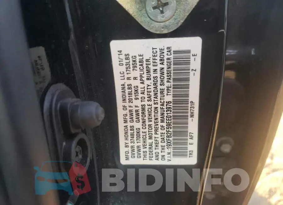 19XFB2F59EE013976 Photo# 12