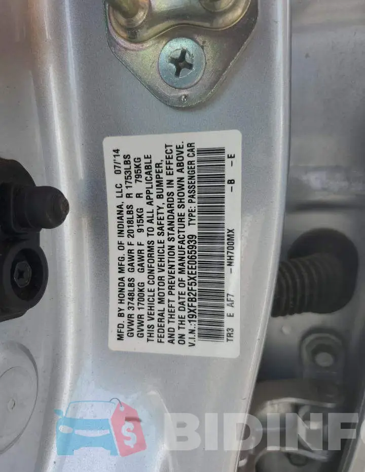 19XFB2F5XEE065939 Photo# 12