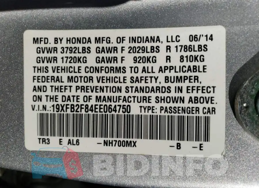 19XFB2F84EE064750 Photo# 13