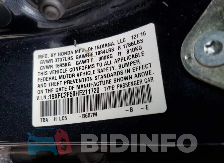 19XFC2F59HE211720 Photo# 12