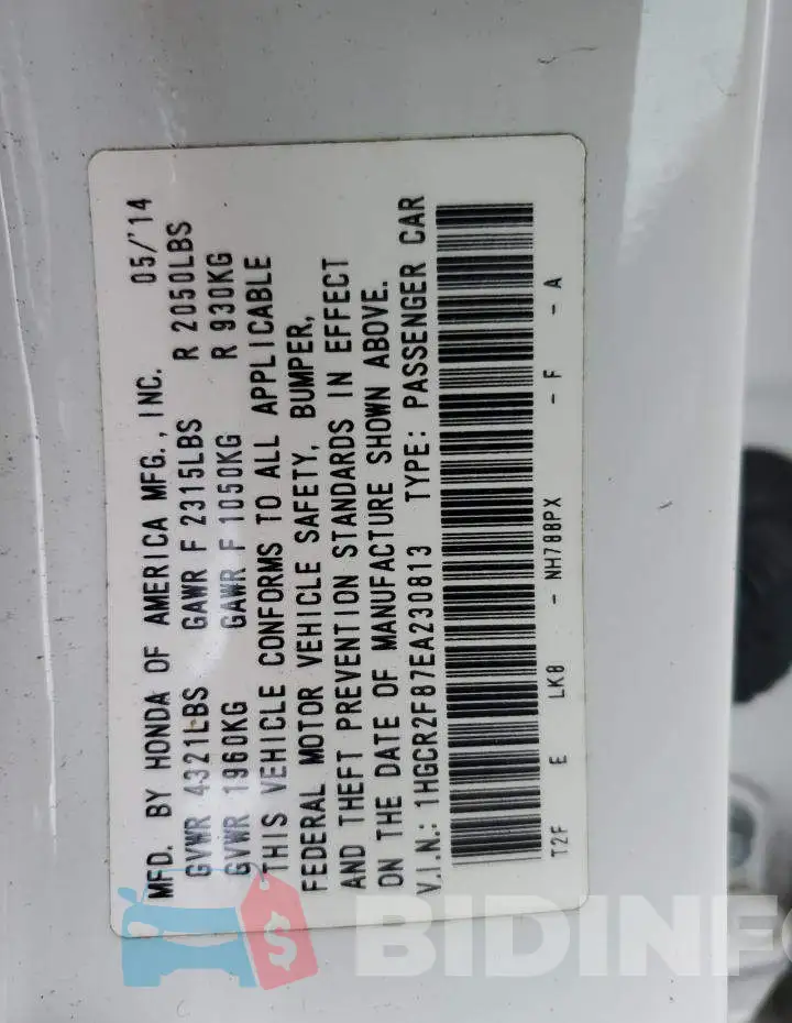 1HGCR2F87EA230813 Photo# 12