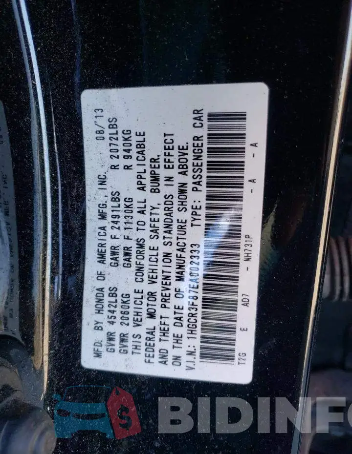1HGCR3F87EA002333 Photo# 13