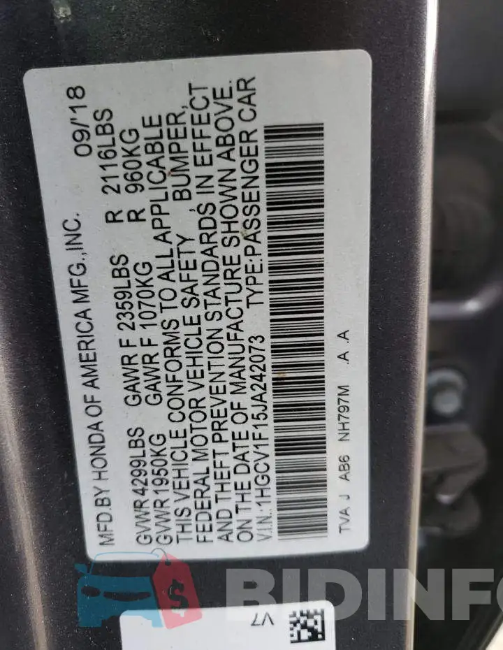 1HGCV1F15JA242073 Photo# 12