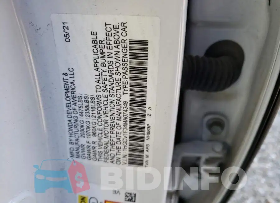 1HGCV1F34MA074349 Photo# 12