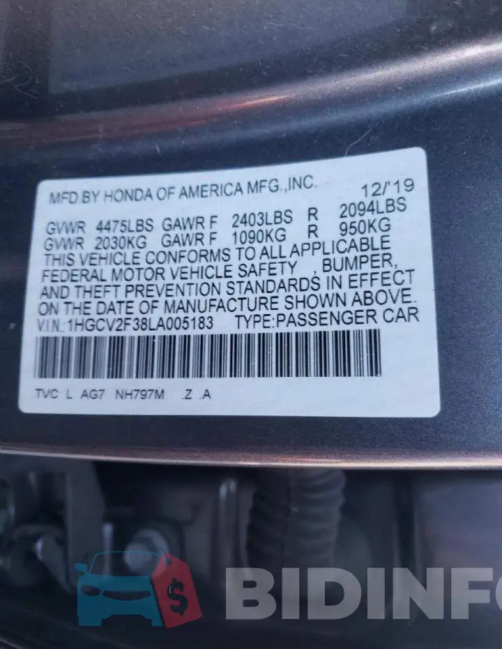 1HGCV2F38LA005183 Photo# 10