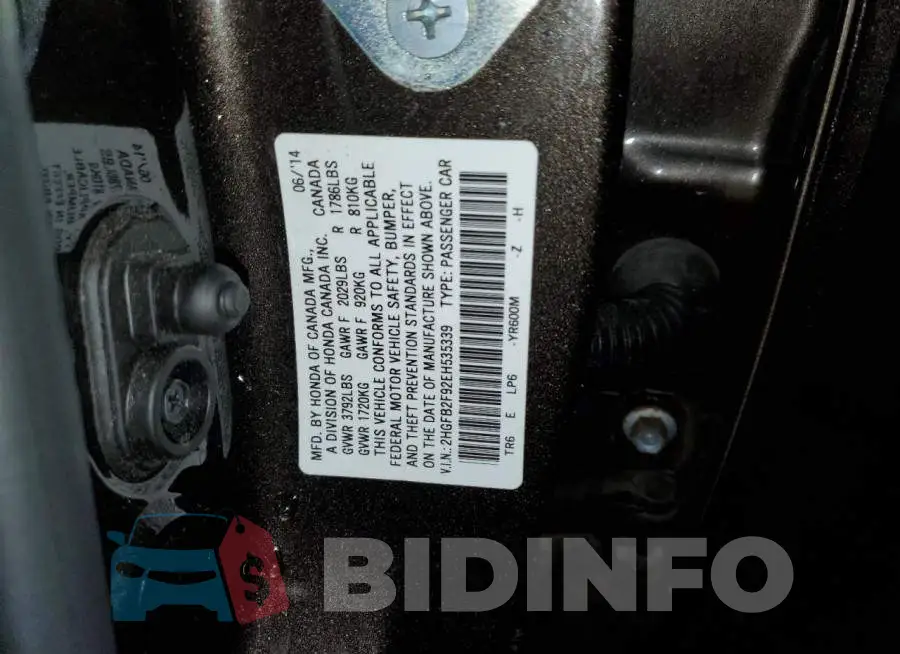 2HGFB2F92EH535339 Photo# 12