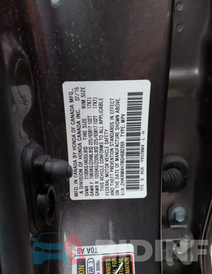 2HKRM4H78GH682269 Photo# 10