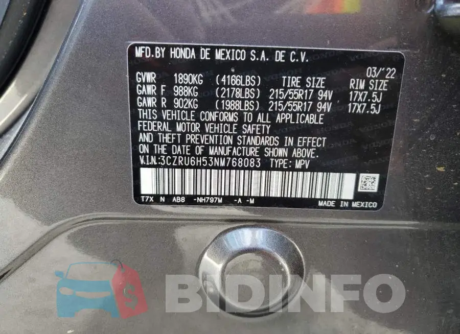 3CZRU6H53NM768083 Photo# 12