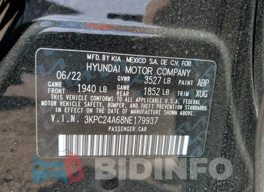 3KPC24A68NE179937 Photo# 10