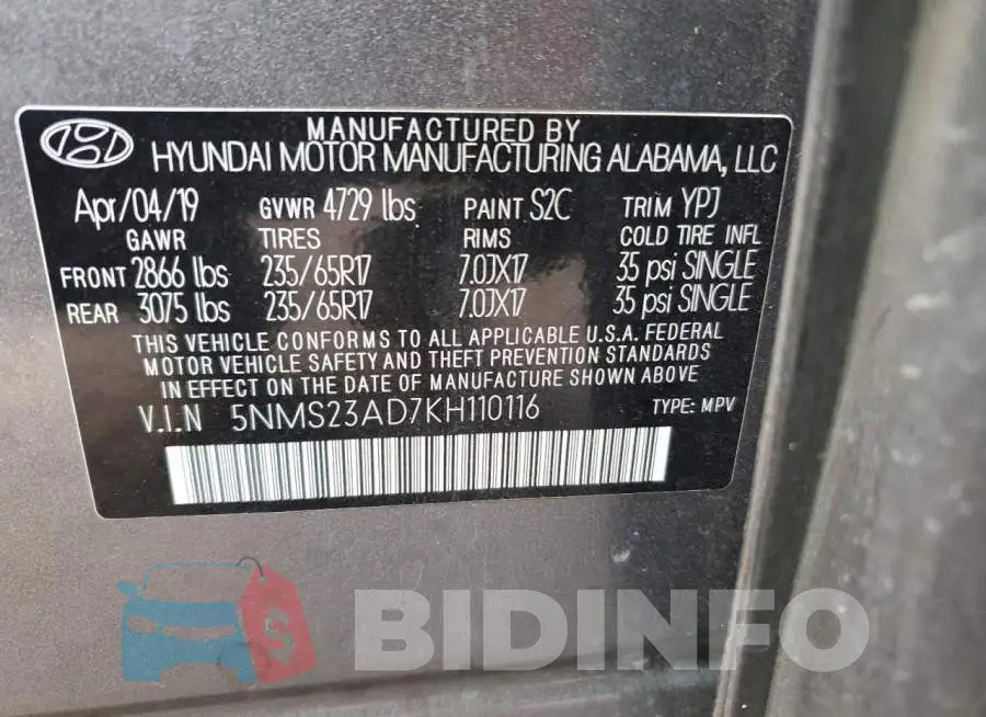 5NMS23AD7KH110116 Photo# 13