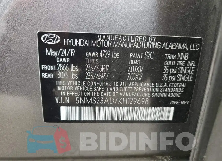 5NMS23AD7KH129698 Photo# 10