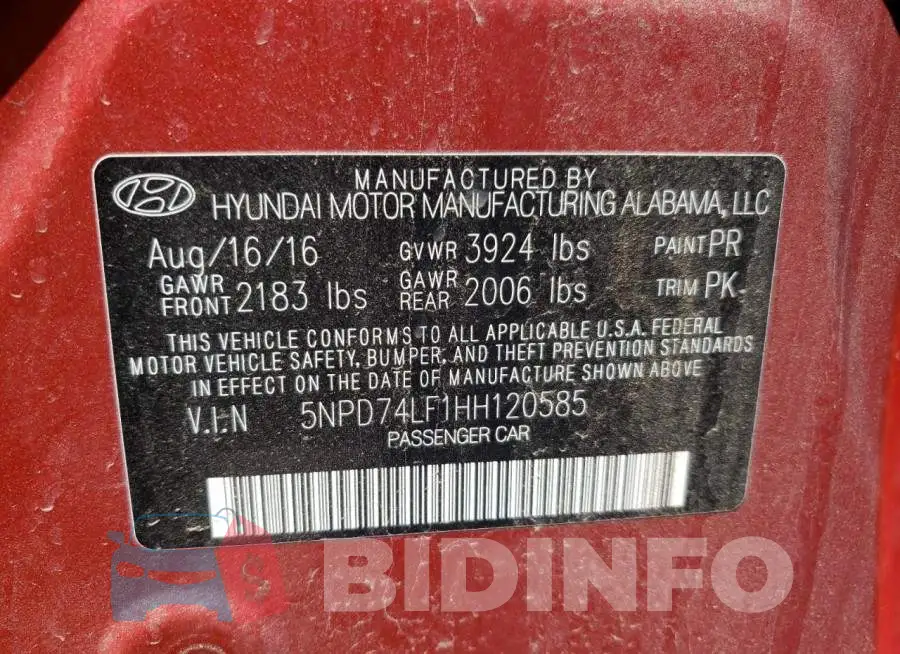 5NPD74LF1HH120585 Photo# 10