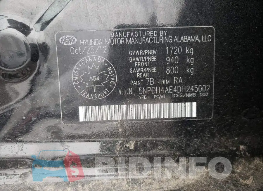 5NPDH4AE4DH245002 Photo# 12