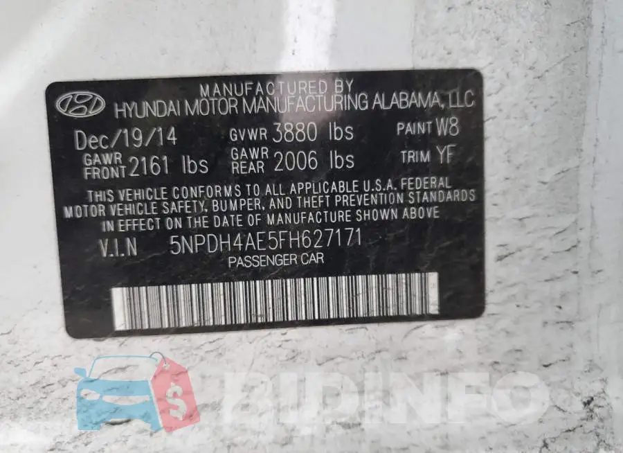 5NPDH4AE5FH627171 Photo# 12