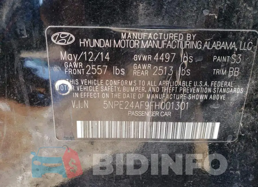 5NPE24AF9FH001301 Photo# 12