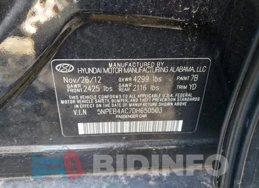 5NPEB4AC7DH650503 Photo# 12