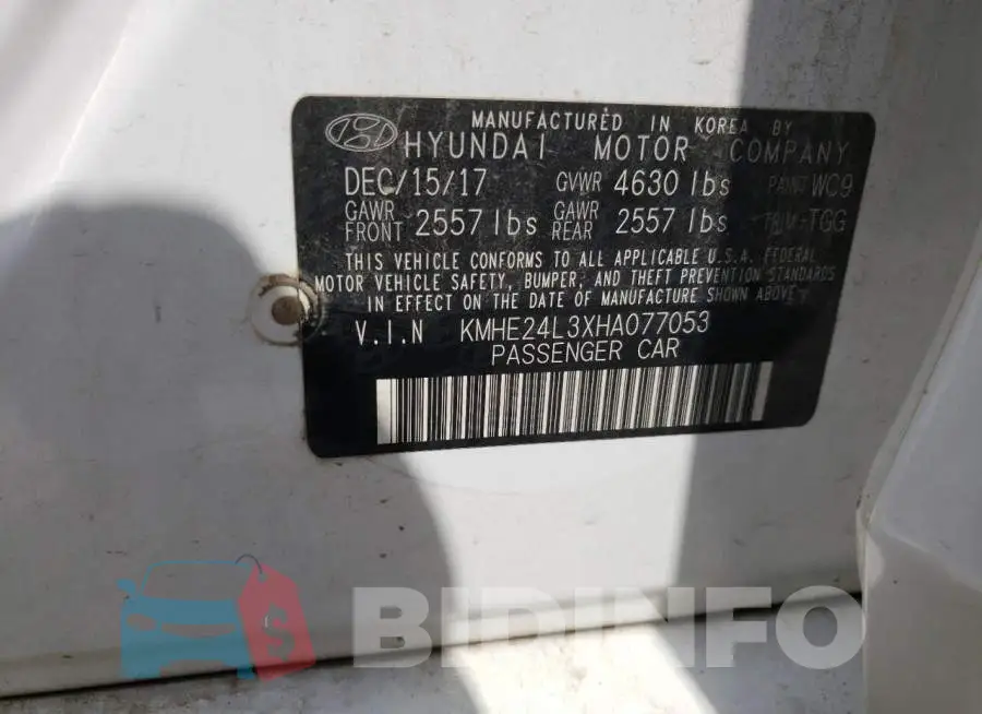 KMHE24L3XHA077053 Photo# 10