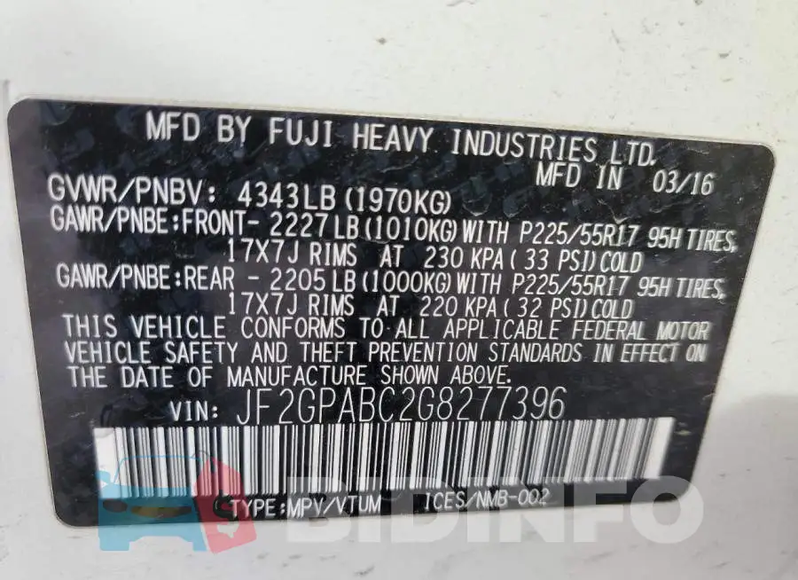 JF2GPABC2G8277396 Photo# 13