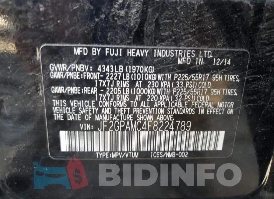 JF2GPAMC4F8224789 Photo# 10