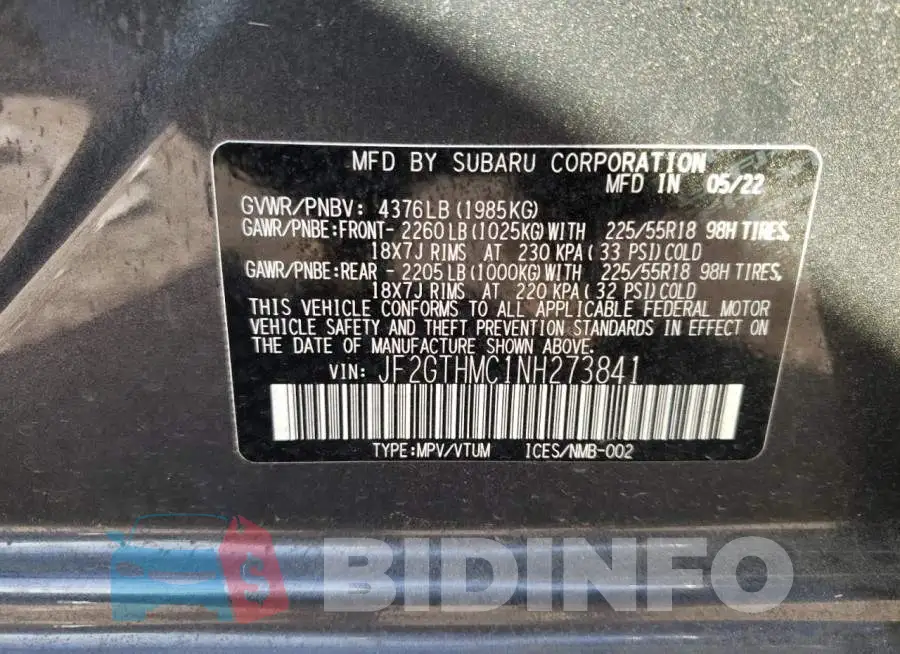 JF2GTHMC1NH273841 Photo# 10
