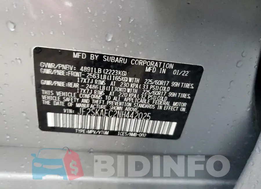 JF2SKAEC2NH442025 Photo# 12