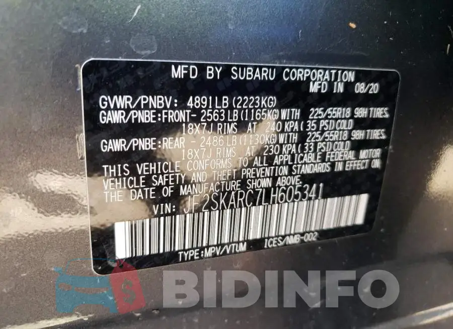 JF2SKARC7LH605341 Photo# 10