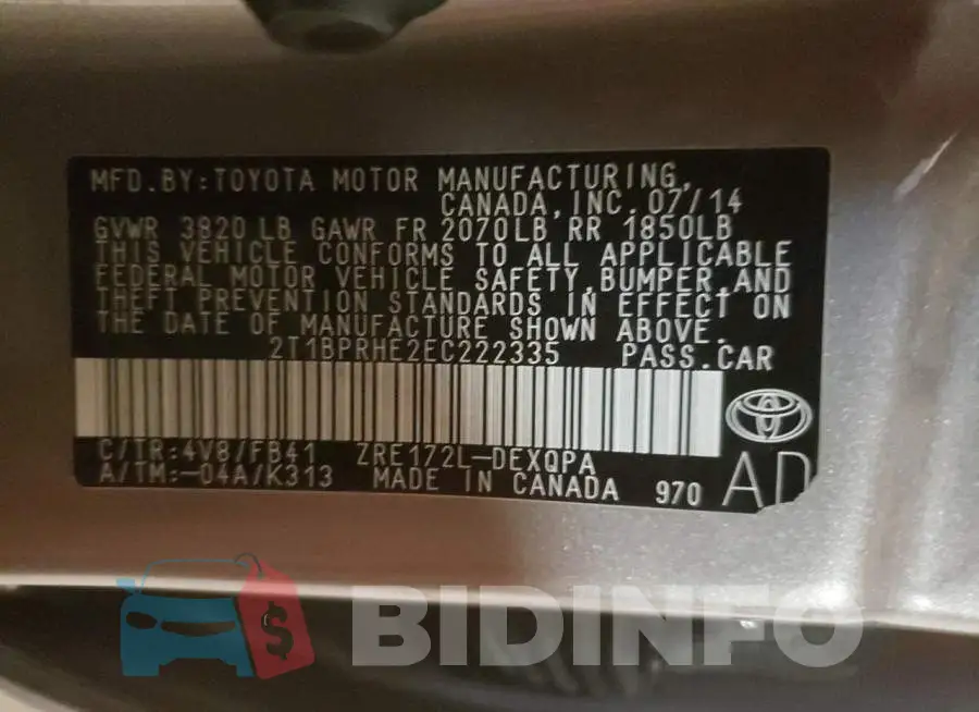 2T1BPRHE2EC222335 Photo# 10