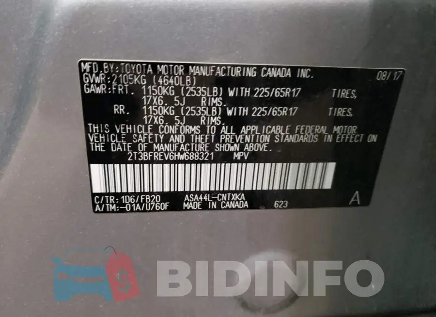 2T3BFREV6HW688321 Photo# 10